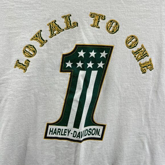 VTG Harley Davidson 'Loyal to One' Green Bay, WI Single Stitch LS White T Shirt - Picture 4 of 15